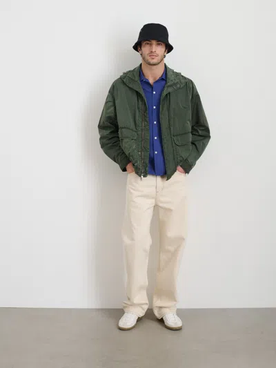 Alex Mill David Windbreaker In Garment Dyed Nylon In Flight Green