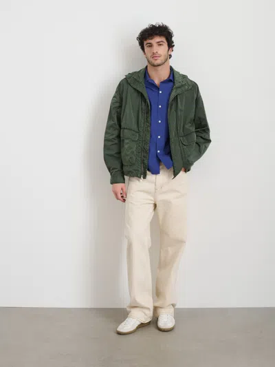 Alex Mill David Windbreaker In Garment Dyed Nylon In Flight Green