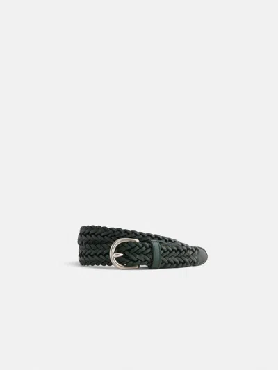 Alex Mill Dragon Diffusion Woven Leather Belt In Forest