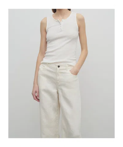 The Row Ribbed Texture Tank Top With Button Detail In White