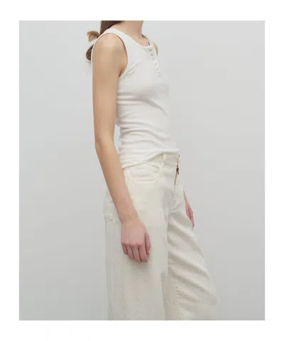 The Row Ribbed Texture Tank Top With Button Detail In White