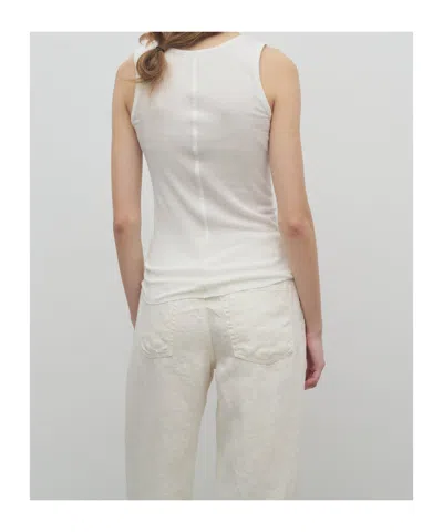 The Row Ribbed Texture Tank Top With Button Detail In White