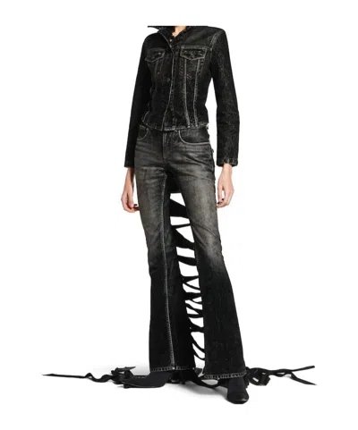 Balenciaga Denim Jacket With Lace-up Back In Black