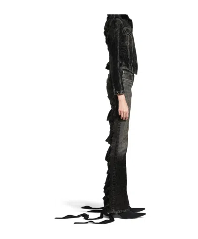 Balenciaga Denim Jacket With Lace-up Back In Black