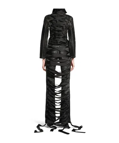 Balenciaga Denim Jacket With Lace-up Back In Black