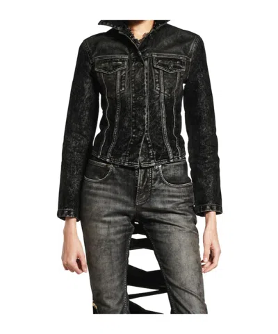 Balenciaga Denim Jacket With Lace-up Back In Black