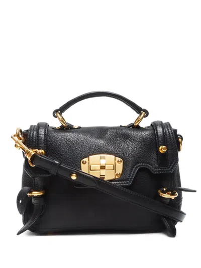 Pre-owned Miu Miu 2004 Leather Two-way Handbag In Black