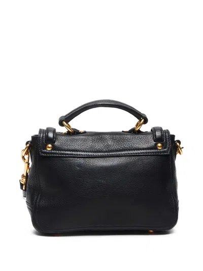 Pre-owned Miu Miu 2004 Leather Two-way Handbag In Black