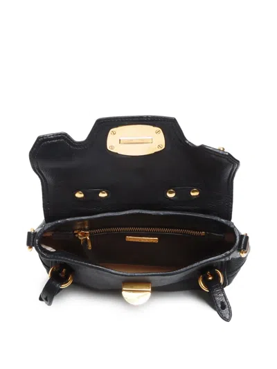 Pre-owned Miu Miu 2004 Leather Two-way Handbag In Black