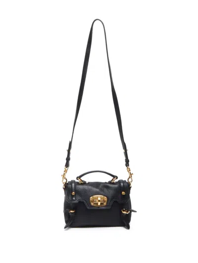 Pre-owned Miu Miu 2004 Leather Two-way Handbag In Black