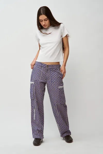 Danielle Guizio Ny Adrian Gingham Pant In Blue