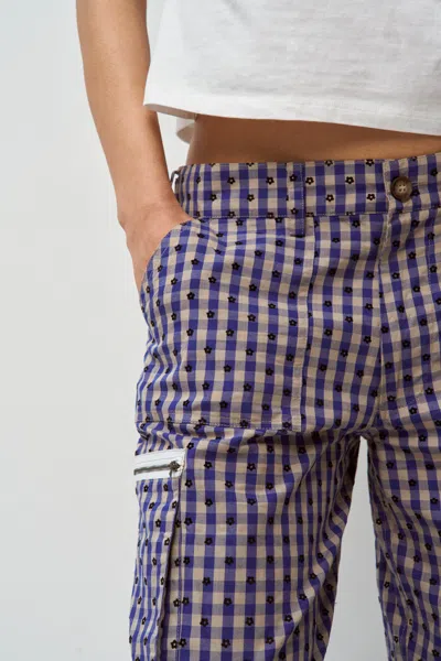Danielle Guizio Ny Adrian Gingham Pant In Blue