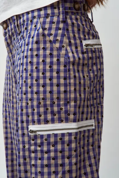 Danielle Guizio Ny Adrian Gingham Pant In Blue