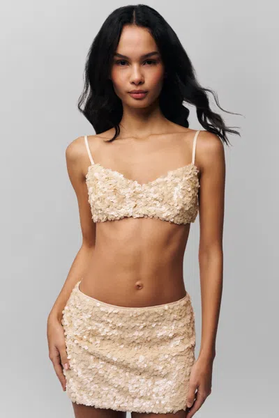 Danielle Guizio Ny Ari Sequin Top In Ivory