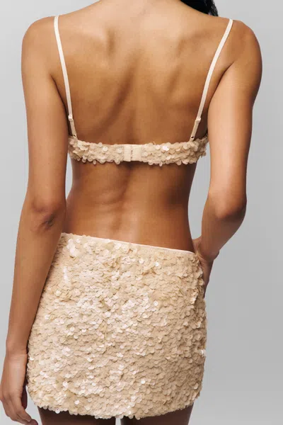 Danielle Guizio Ny Ari Sequin Top In Ivory