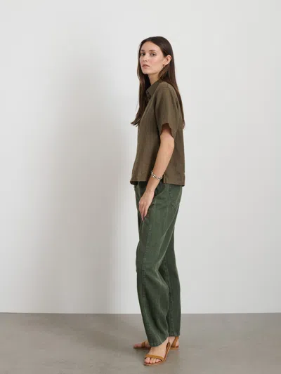 Alex Mill Maddie Shirt In Linen In Deep Moss