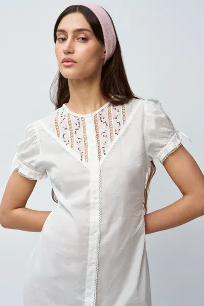 Danielle Guizio Ny Bina Lace Babydoll Dress In White