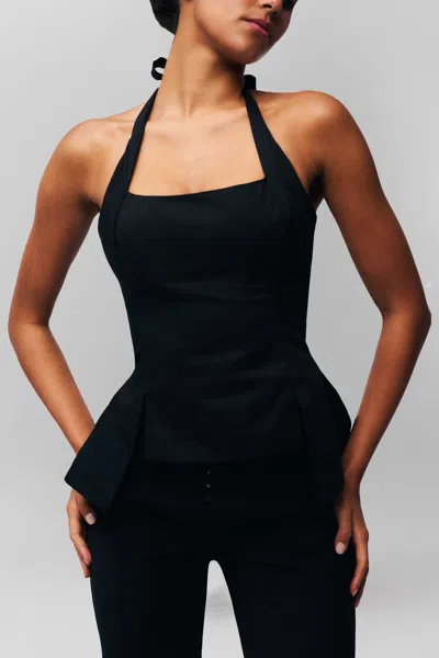 Danielle Guizio Ny Carine Halter Top In Black