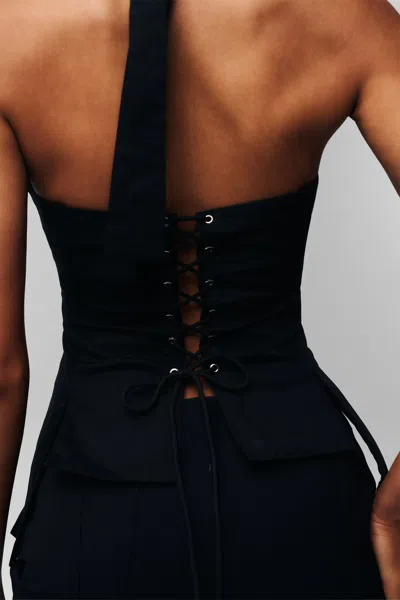 Danielle Guizio Ny Carine Halter Top In Black