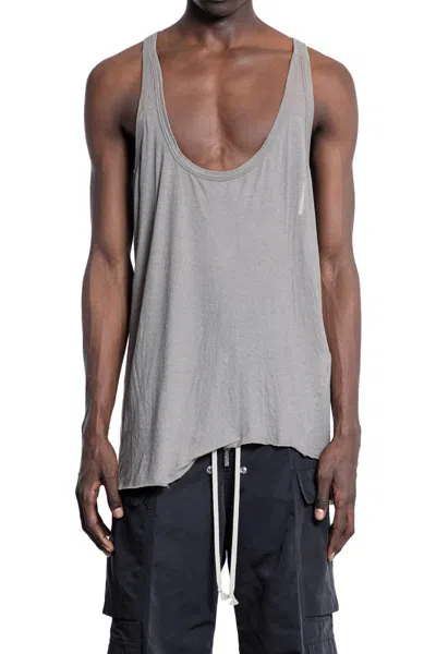 Rick Owens Man Grey T-shirts & Tank Tops In Beige