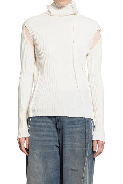Mm6 Maison Margiela Mm6 By Maison Margiela Ribbed Knit Turtleneck Sweater In White