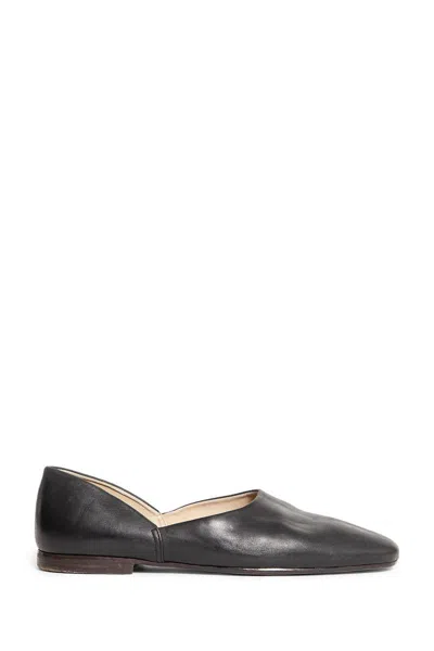 Maison Margiela Leather Grecian Slider Slippers Round Toe In Black