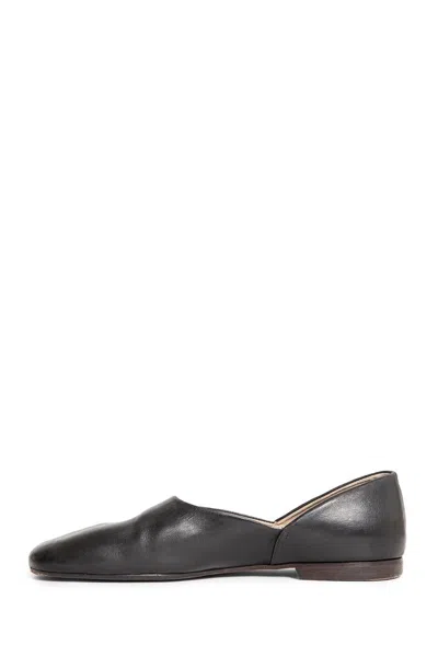 Maison Margiela Leather Grecian Slider Slippers Round Toe In Black