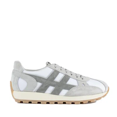 Hogan Panelled Design Rubber Sole Suede Sneakers In White, Gray
