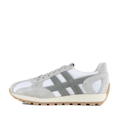 Hogan Panelled Design Rubber Sole Suede Sneakers In White, Gray