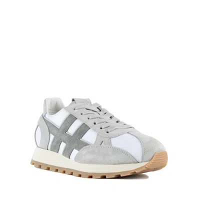 Hogan Panelled Design Rubber Sole Suede Sneakers In White, Gray