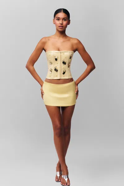 Danielle Guizio Ny Embellished Satin Corset In Ivory