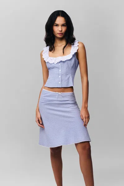 Danielle Guizio Ny Gingham Paloma Skirt In Powder Blue