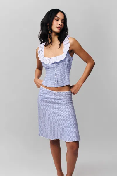 Danielle Guizio Ny Gingham Paloma Skirt In Powder Blue