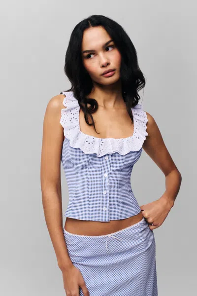 Danielle Guizio Ny Gingham Paloma Skirt In Powder Blue