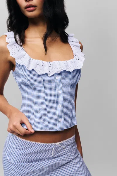 Danielle Guizio Ny Gingham Paloma Skirt In Powder Blue