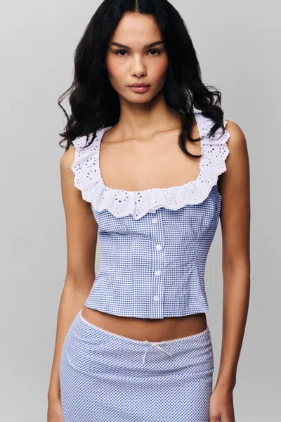 Danielle Guizio Ny Gingham Paloma Skirt In Powder Blue