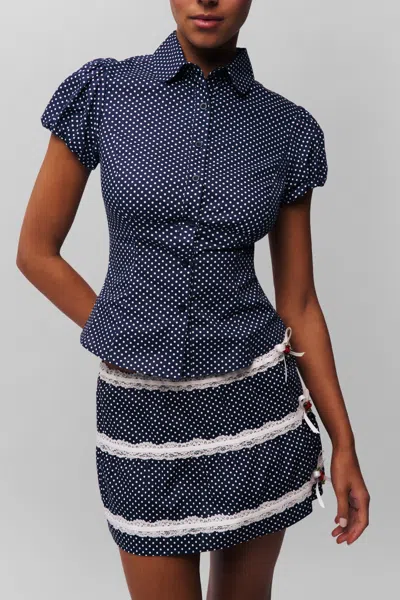 Danielle Guizio Ny Liana Top In Navy/white