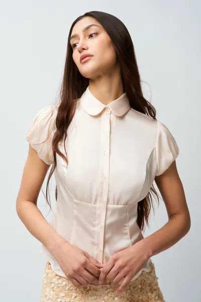 Danielle Guizio Ny Liana Satin Top In Ivory
