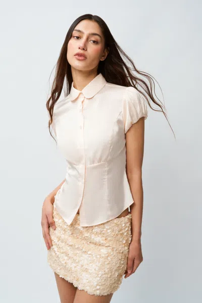 Danielle Guizio Ny Liana Satin Top In Ivory