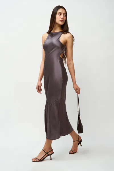 Danielle Guizio Ny Lina Midi Dress In Smoke Grey