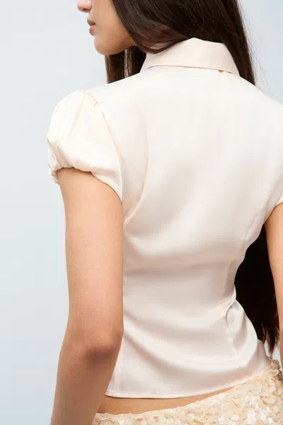 Danielle Guizio Ny Liana Satin Top In Ivory
