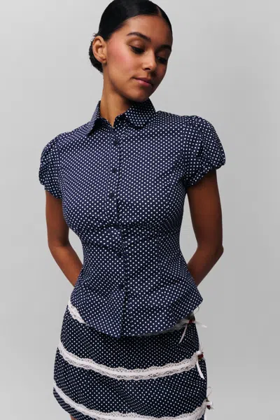 Danielle Guizio Ny Liana Top In Navy/white