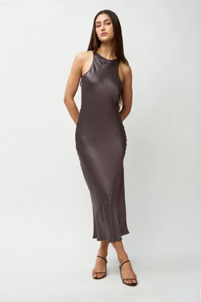 Danielle Guizio Ny Lina Midi Dress In Smoke Grey