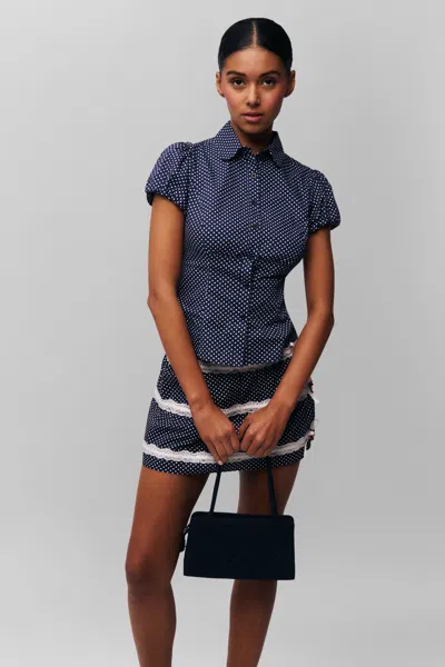 Danielle Guizio Ny Liana Top In Navy/white