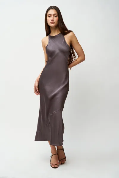 Danielle Guizio Ny Lina Midi Dress In Smoke Grey