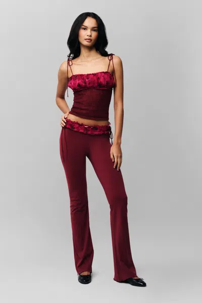 Danielle Guizio Ny Ruched Side Tie Stretch Pant In Bordeaux