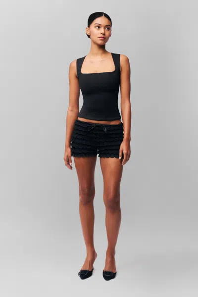 Danielle Guizio Ny Ruffle Hot Short In Black