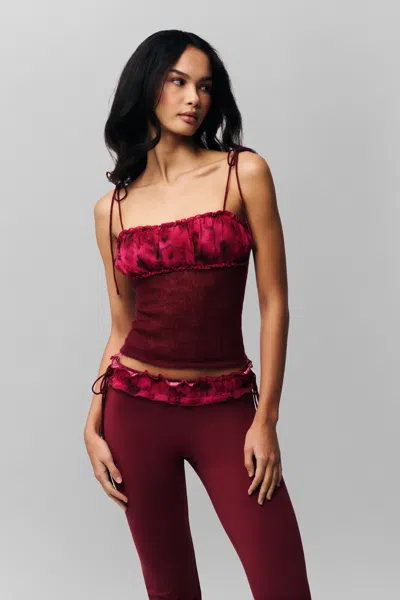 Danielle Guizio Ny Ruched Side Tie Stretch Pant In Bordeaux