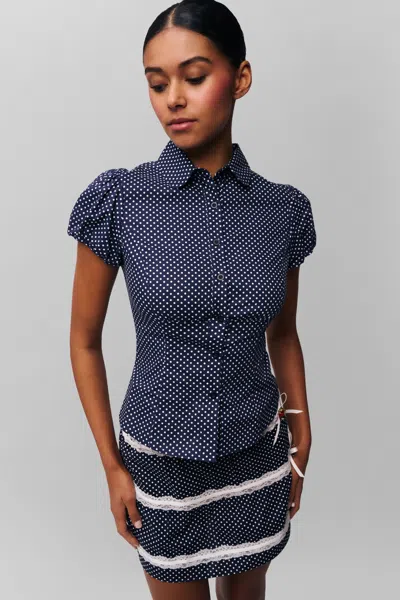 Danielle Guizio Ny Simone Mini Skirt In Navy/white