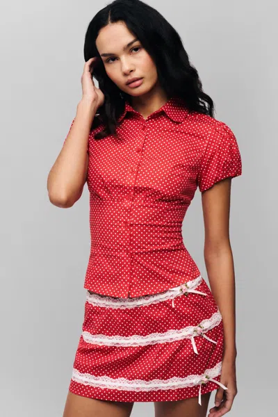 Danielle Guizio Ny Simone Mini Skirt In Red/white